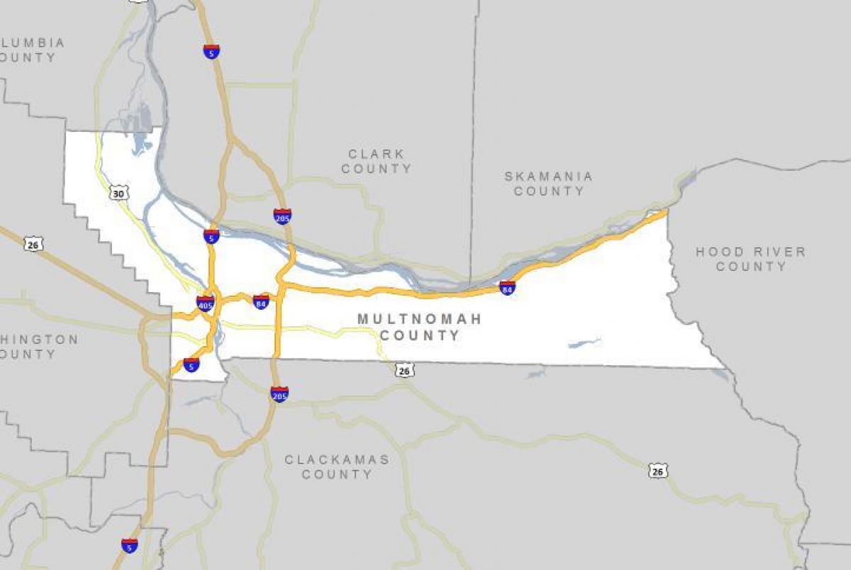 Multnomah okruga Oregonu mapu