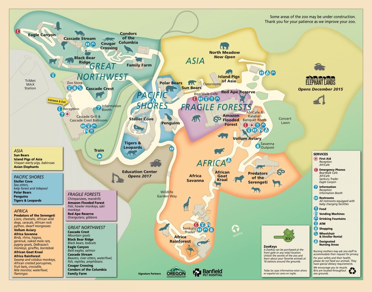 mapa Oregonu Zoo