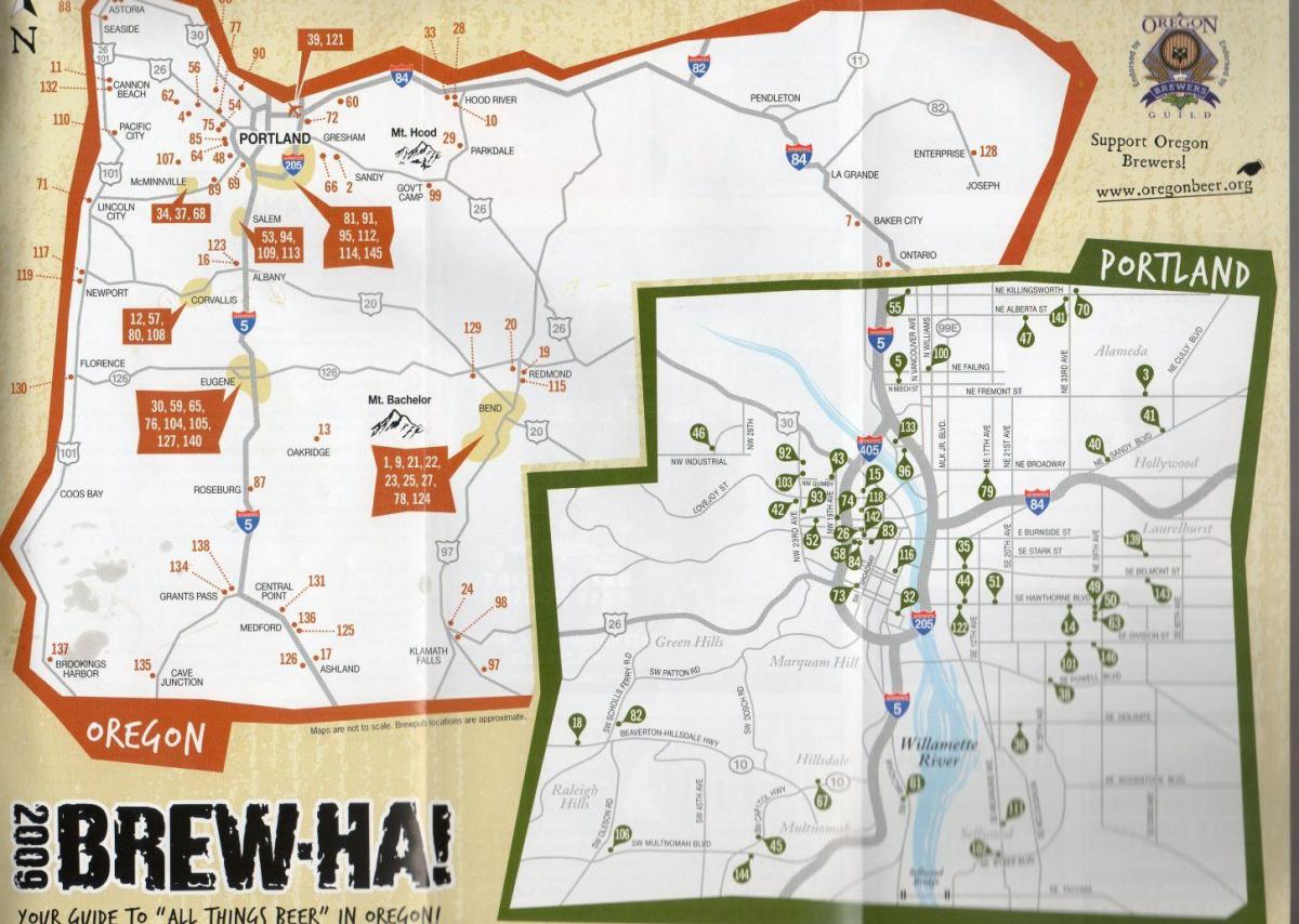 mapa pivara u Portlandu Oregonu 