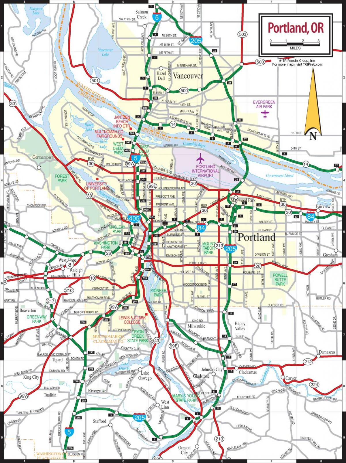 karta za Portland i zapadnom pruge