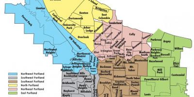 Portland Oregonu susjedstvu mapu