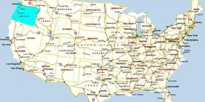 Portland Oregon na mapi SAD