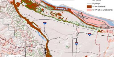 Portland Oregonu poplava mapu